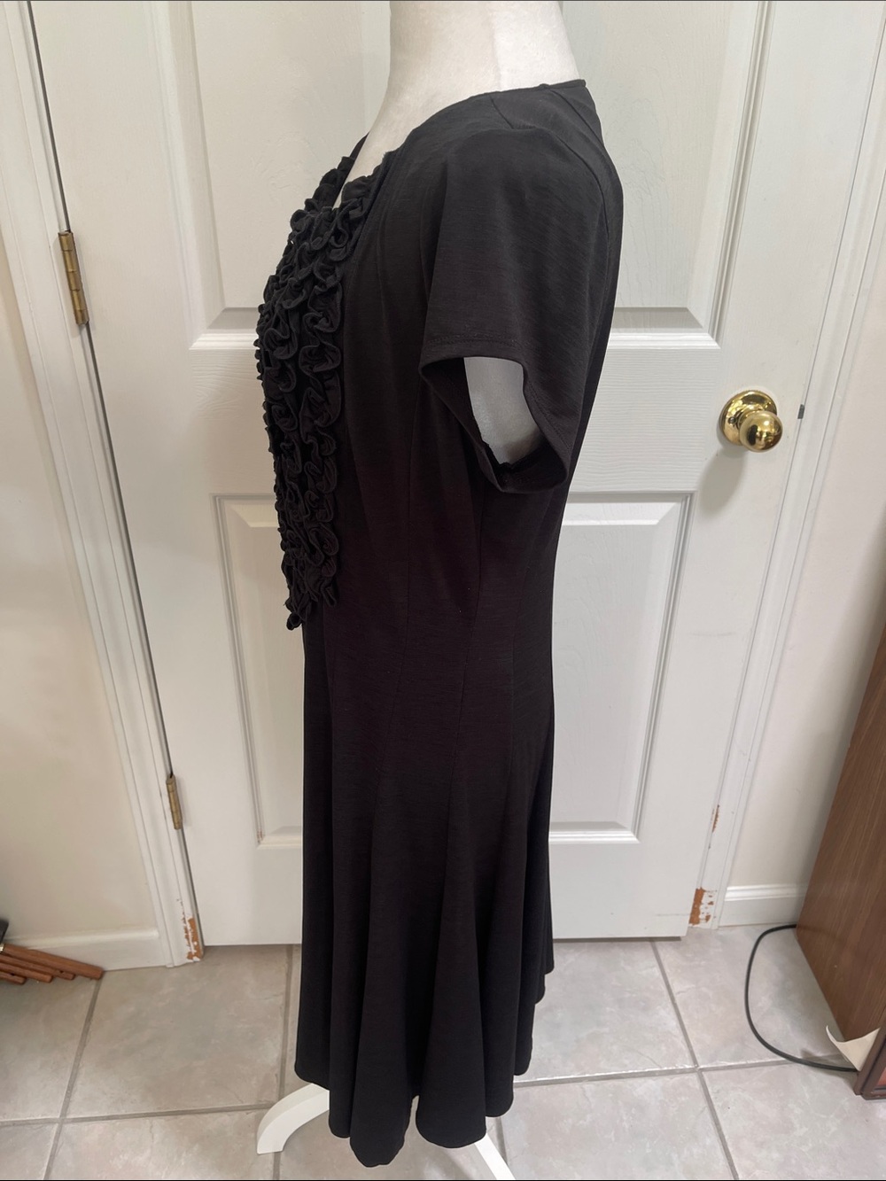 Rabbit Rabbit Rabbit Black Ruffle Front Midi Dress Sz 14 - Picture 3 of 8
